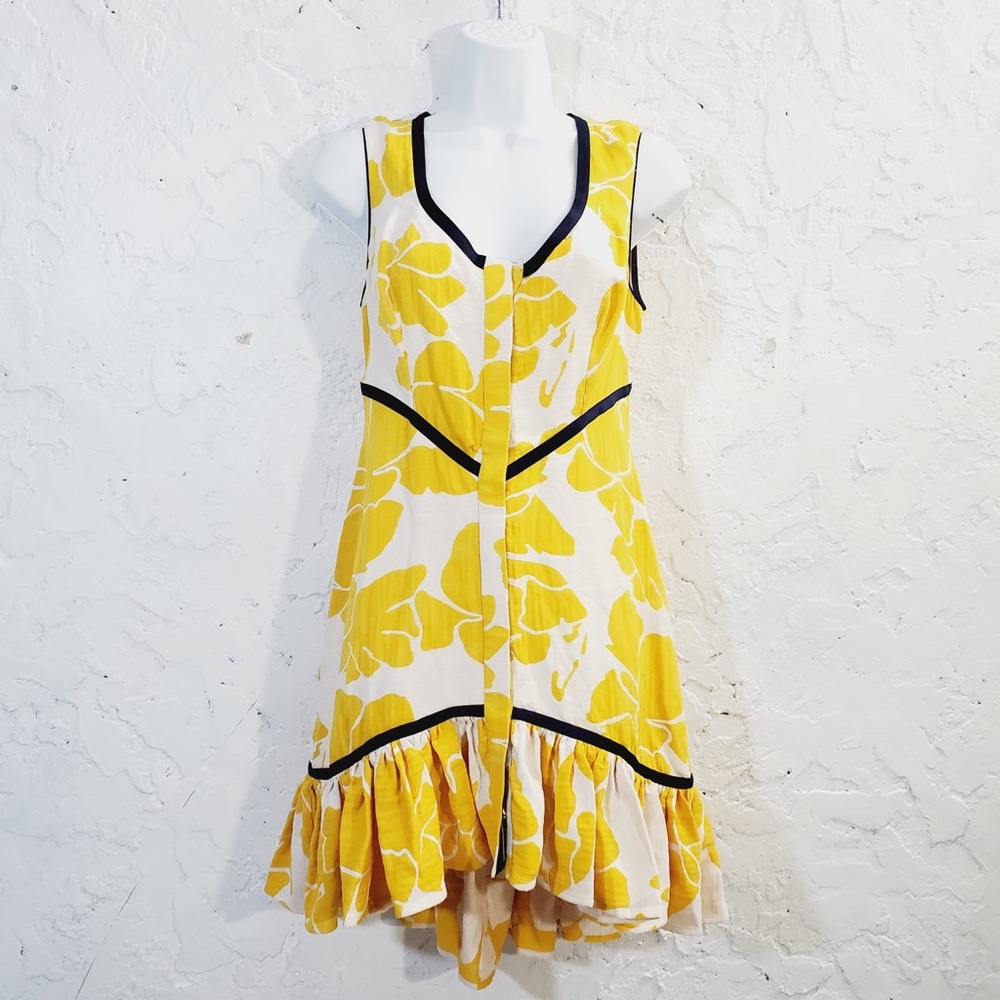 Alexis yellow floral high low summer dress small